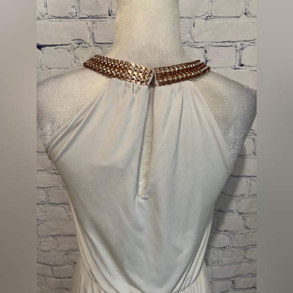 Purple Snow White Maxi Dress With Gold Rhinestone Halter Neck Small - Picture 5 of 7